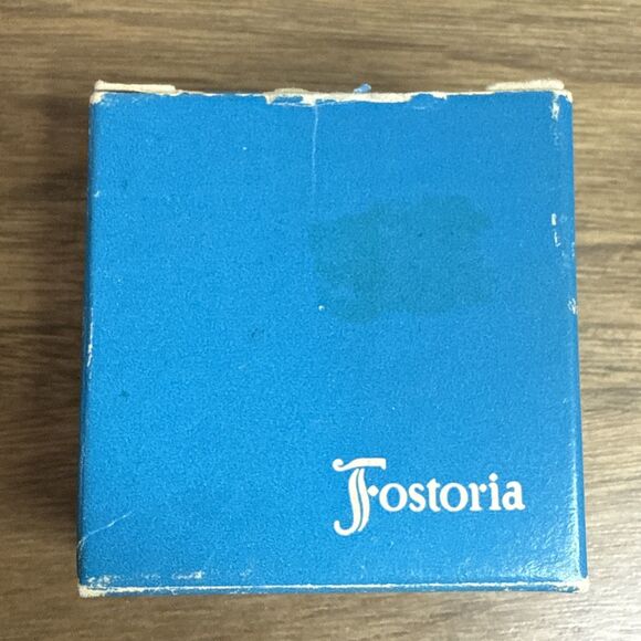 Fostoria American Pat Lead Crystal Round Open Salt Dip Cube Motif NOS Replacemen - Picture 8 of 13